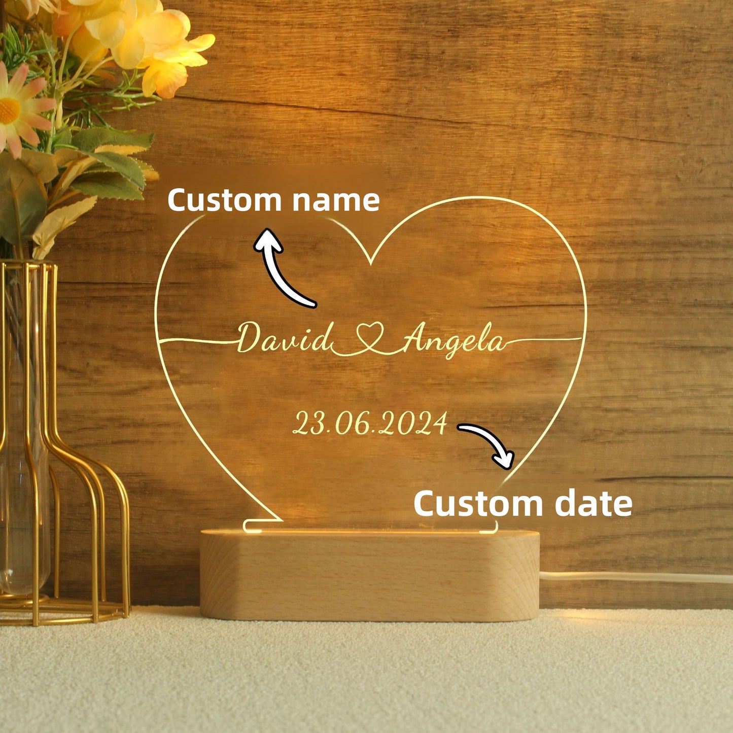 Personalized Valentine Glow Light